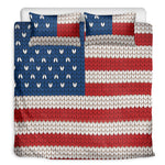 American Flag Knitted Print Duvet Cover Bedding Set