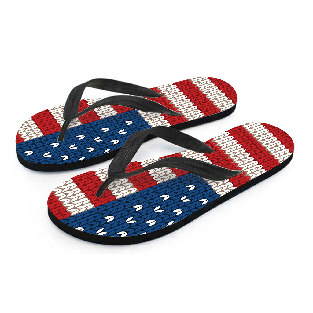American Flag Knitted Print Flip Flops
