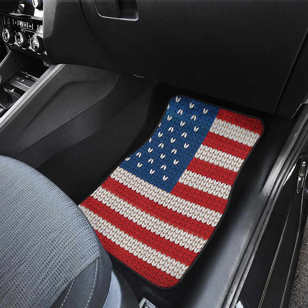 American Flag Knitted Print Front and Back Car Floor Mats
