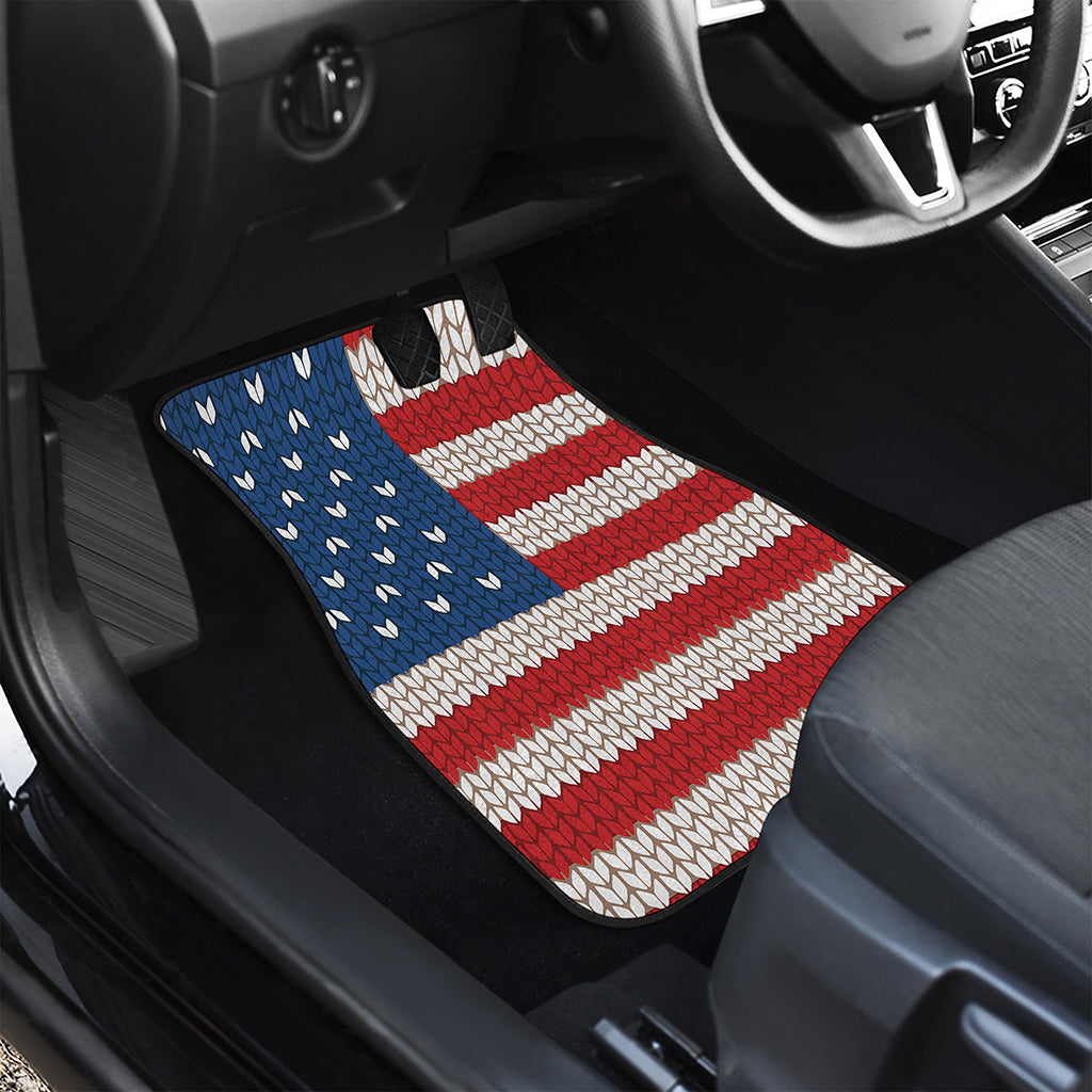 American Flag Knitted Print Front Car Floor Mats