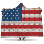 American Flag Knitted Print Hooded Blanket