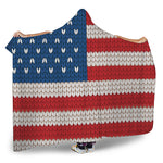 American Flag Knitted Print Hooded Blanket