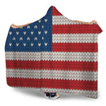 American Flag Knitted Print Hooded Blanket