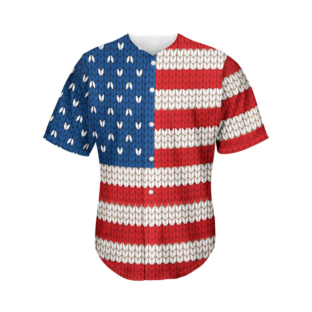American Flag Knitted Print Men's Baseball Jersey