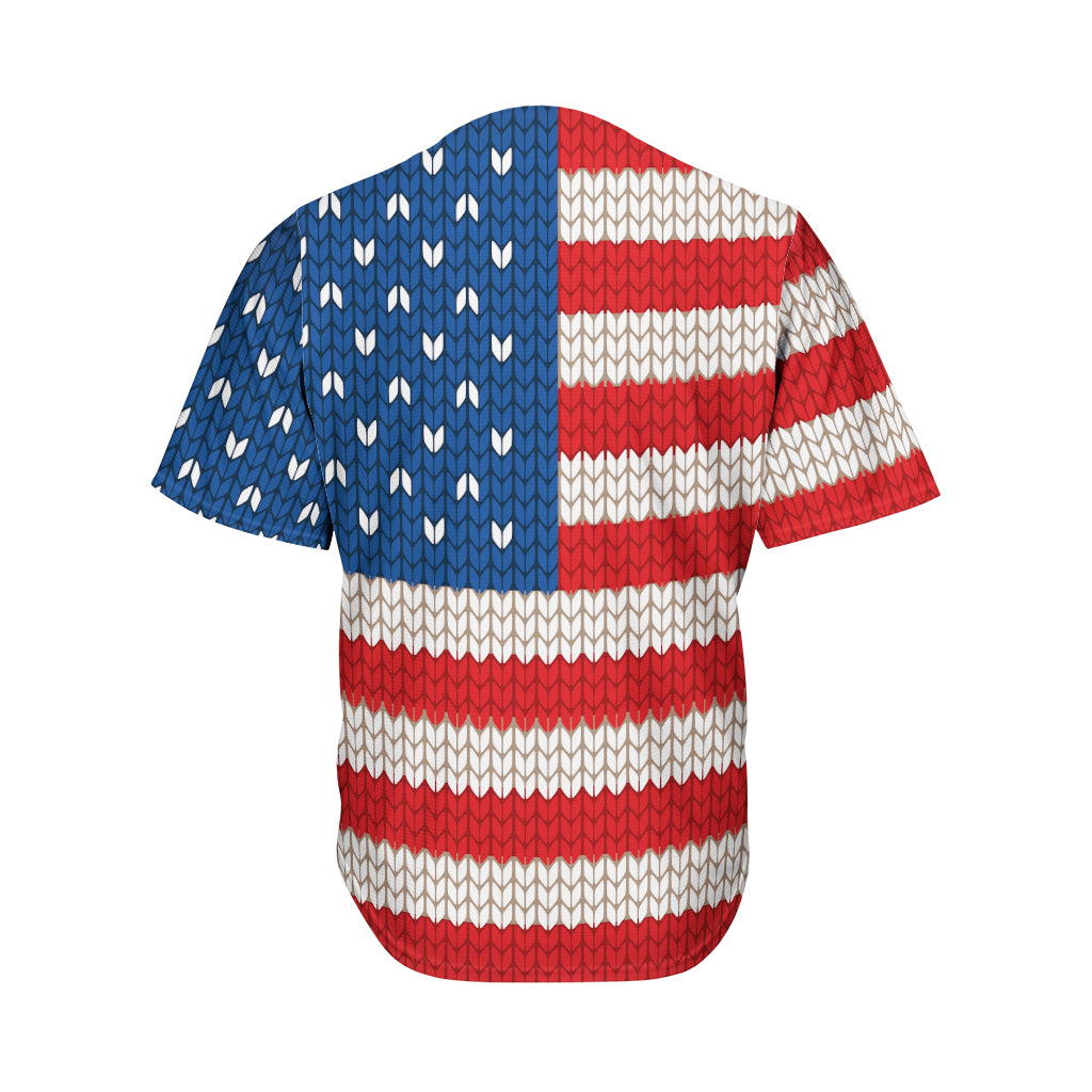 American Flag Knitted Print Men's Baseball Jersey