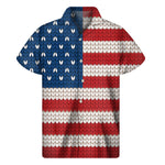 American Flag Knitted Print Men's Short Sleeve Shirt