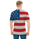 American Flag Knitted Print Men's T-Shirt
