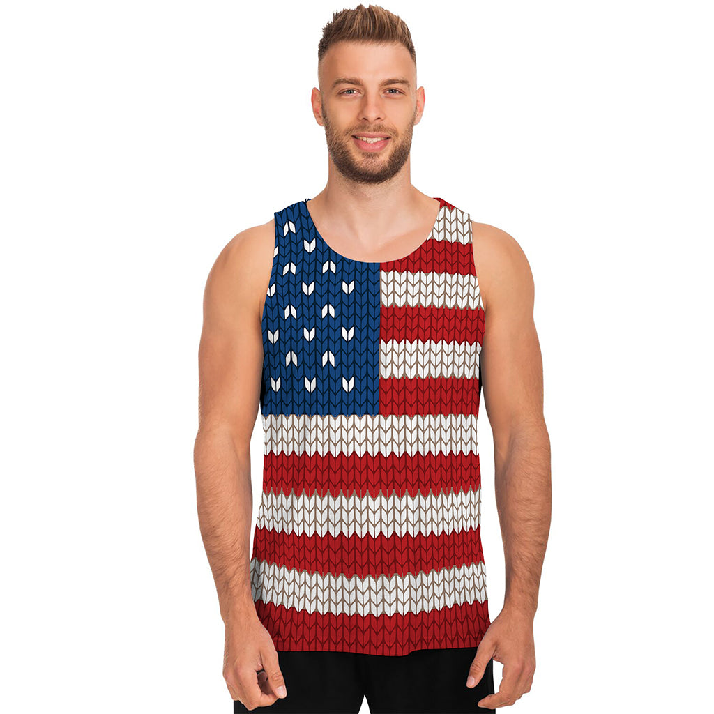 American Flag Knitted Print Men's Tank Top