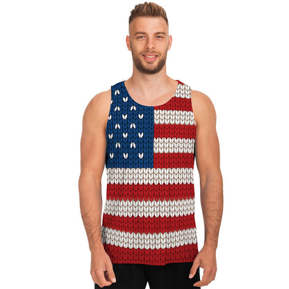 American Flag Knitted Print Men's Tank Top