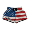 American Flag Knitted Print Muay Thai Boxing Shorts