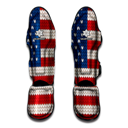 American Flag Knitted Print Muay Thai Shin Guard