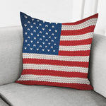 American Flag Knitted Print Pillow Cover