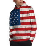 American Flag Knitted Print Pullover Hoodie