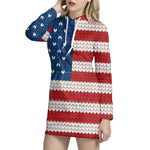 American Flag Knitted Print Pullover Hoodie Dress