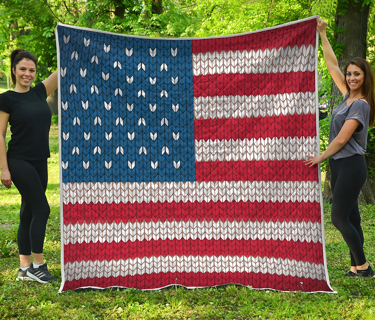 American Flag Knitted Print Quilt
