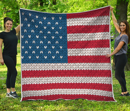 American Flag Knitted Print Quilt
