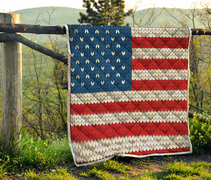 American Flag Knitted Print Quilt
