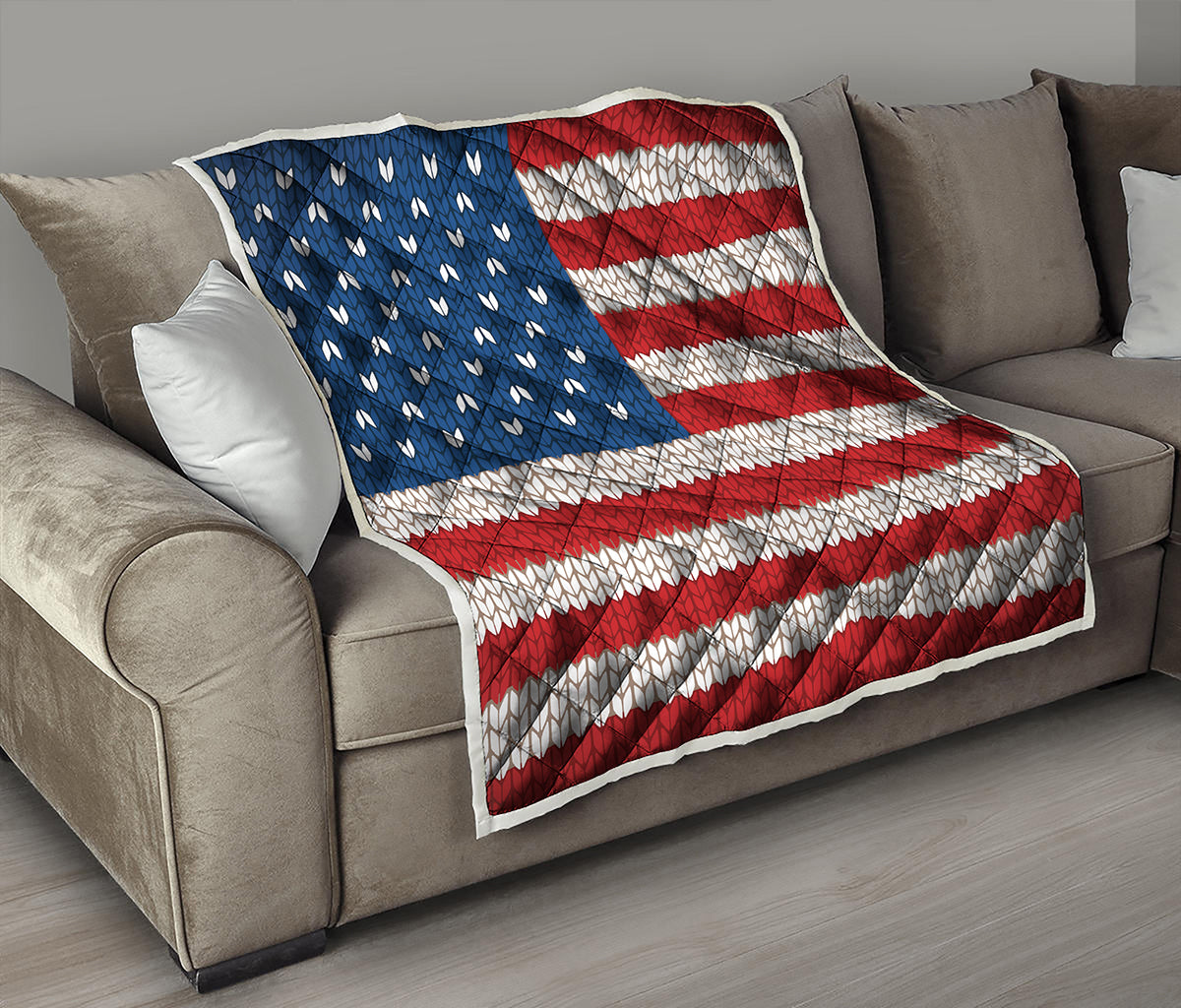 American Flag Knitted Print Quilt
