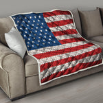 American Flag Knitted Print Quilt