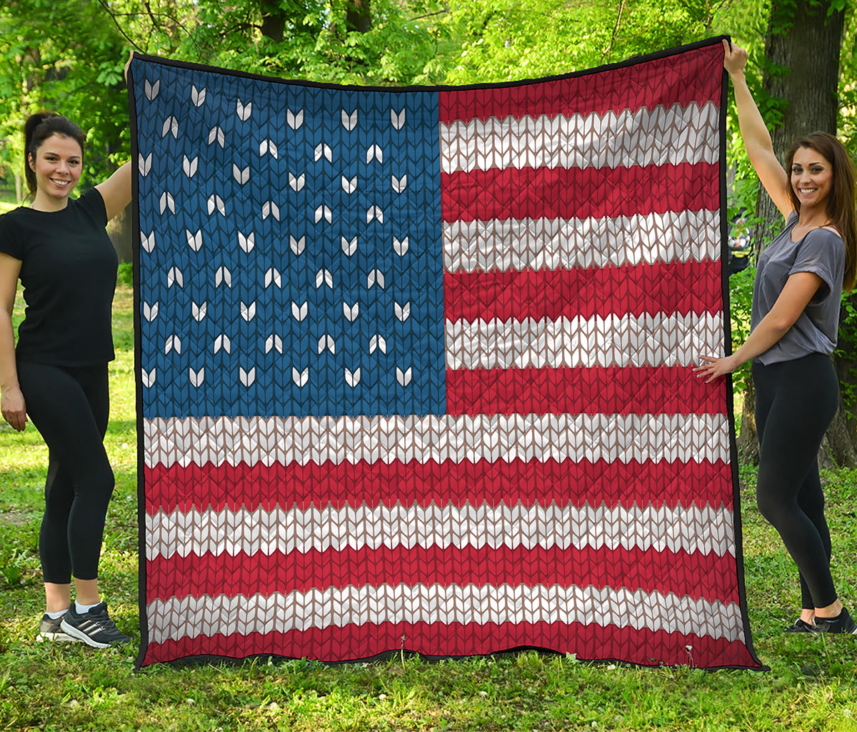 American Flag Knitted Print Quilt