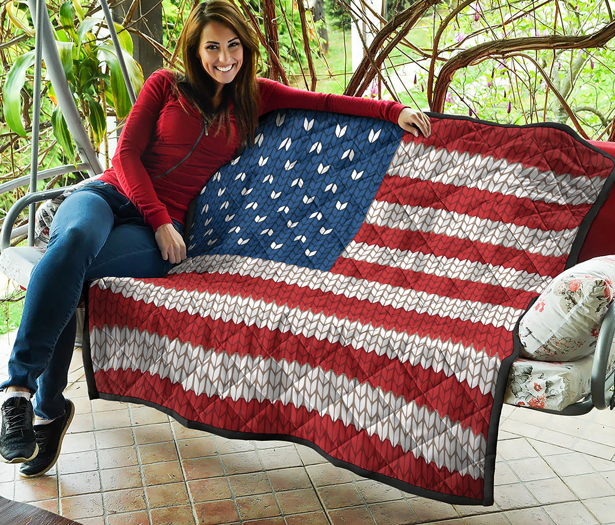 American Flag Knitted Print Quilt