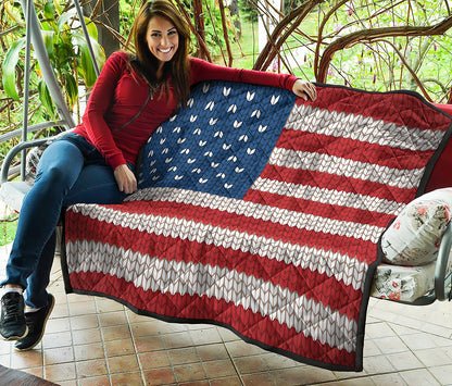 American Flag Knitted Print Quilt