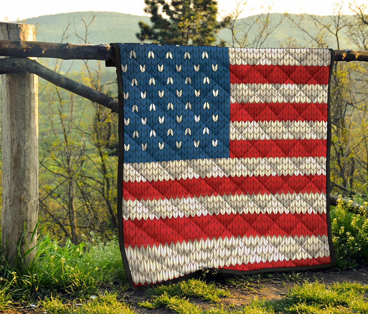 American Flag Knitted Print Quilt