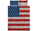 American Flag Knitted Print Quilt Bed Set