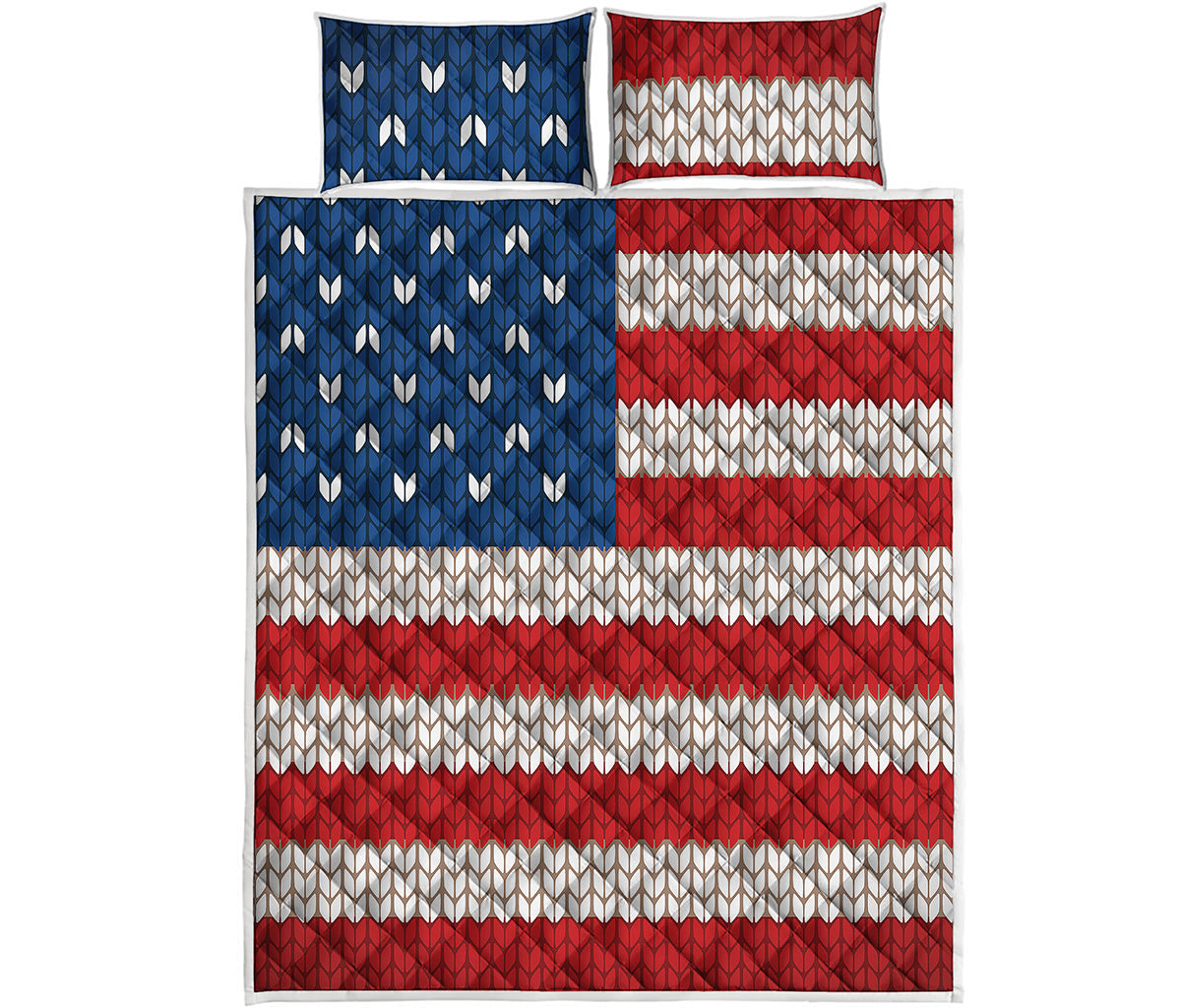 American Flag Knitted Print Quilt Bed Set