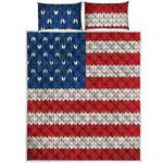 American Flag Knitted Print Quilt Bed Set