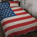 American Flag Knitted Print Quilt Bed Set