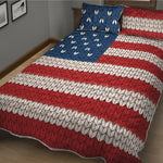 American Flag Knitted Print Quilt Bed Set