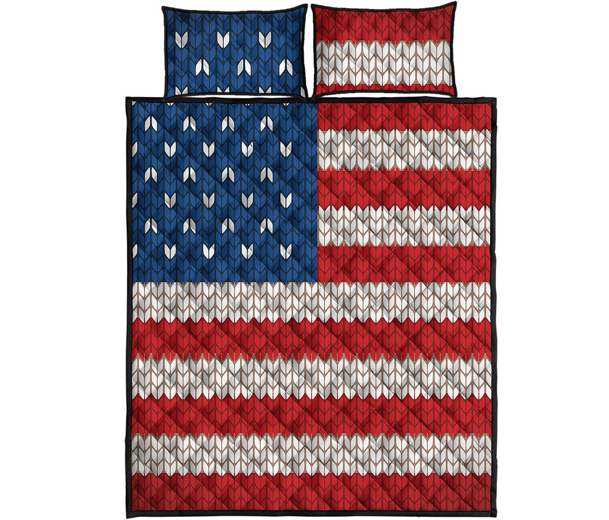 American Flag Knitted Print Quilt Bed Set