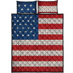 American Flag Knitted Print Quilt Bed Set