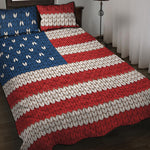 American Flag Knitted Print Quilt Bed Set