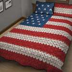American Flag Knitted Print Quilt Bed Set
