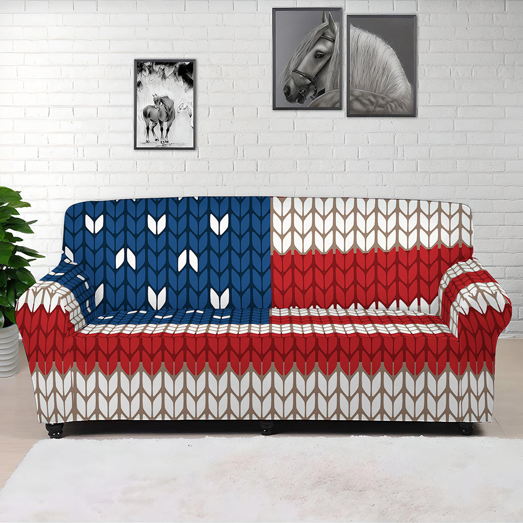 American Flag Knitted Print Sofa Cover