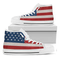 American Flag Knitted Print White High Top Sneakers