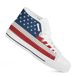 American Flag Knitted Print White High Top Shoes