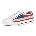 American Flag Knitted Print White Low Top Shoes