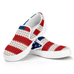 American Flag Knitted Print White Slip On Shoes