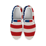 American Flag Knitted Print White Slip On Shoes