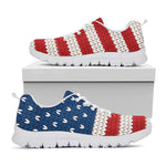American Flag Knitted Print White Sneakers