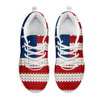 American Flag Knitted Print White Sneakers