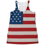 American Flag Knitted Print Women's Racerback Tank Top