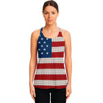 American Flag Knitted Print Women's Racerback Tank Top