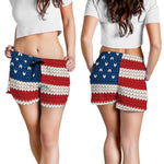 American Flag Knitted Print Women's Shorts