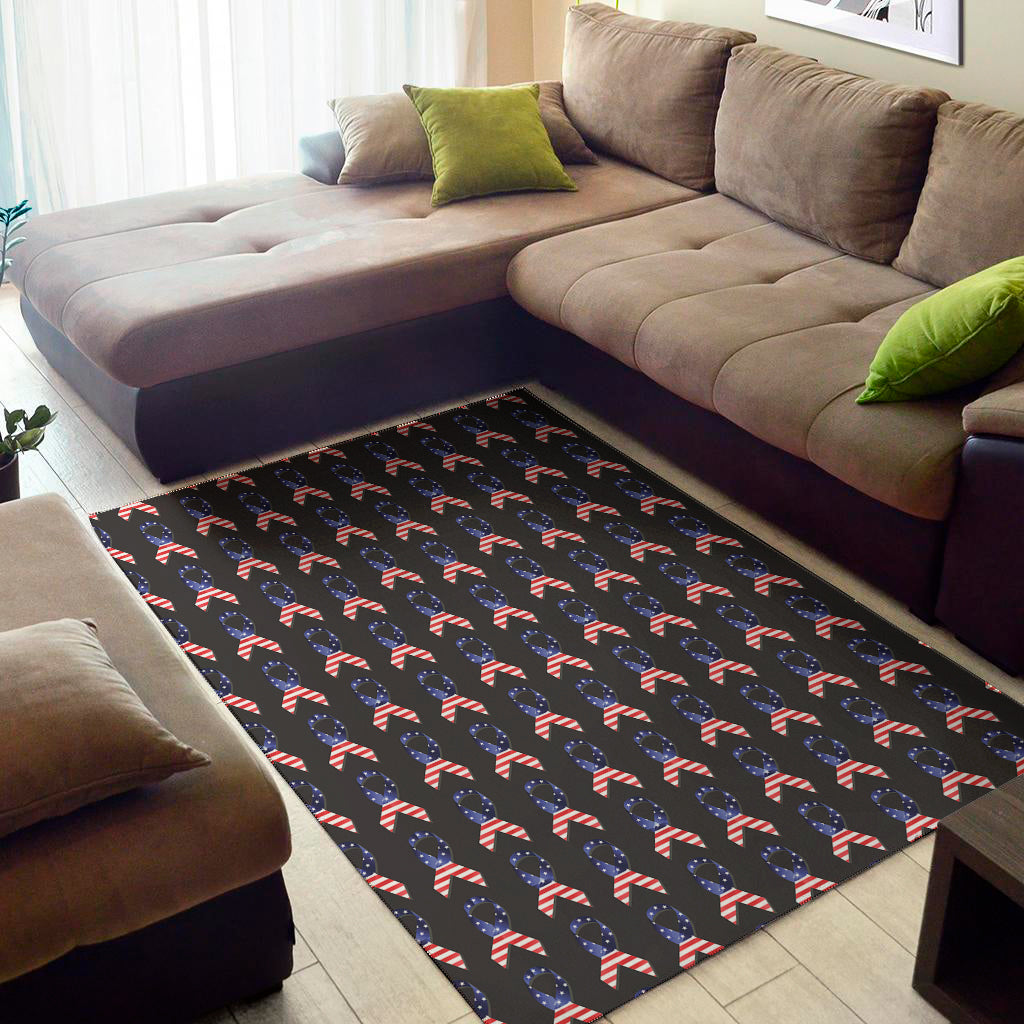 American Flag Ribbon Pattern Print Area Rug