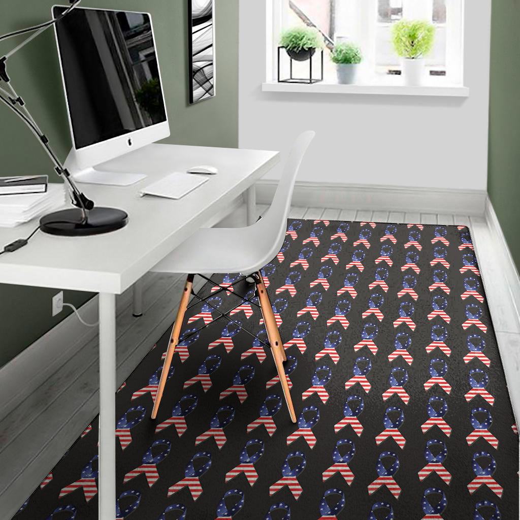 American Flag Ribbon Pattern Print Area Rug