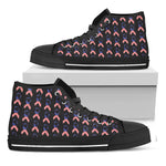 American Flag Ribbon Pattern Print Black High Top Shoes